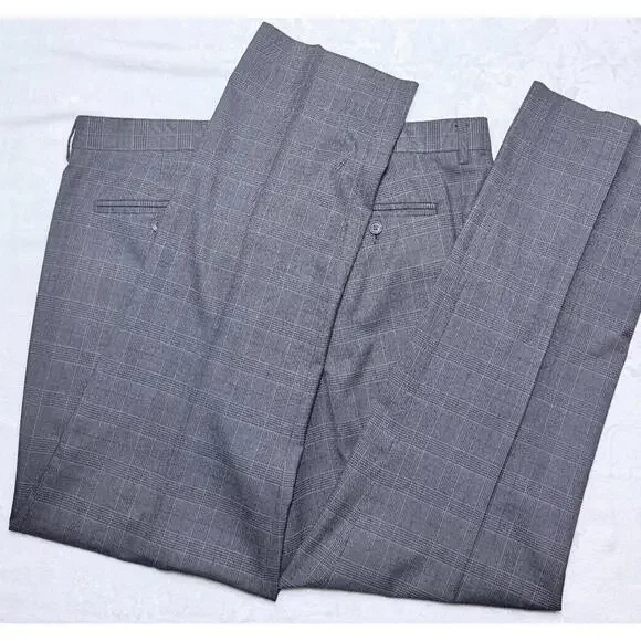 Banana Republic Slim Fit Mens Suit 42L 37x31 Gray Prince of Wale Glen Plaid